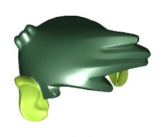 Minifigure, Hair Swept Forward with Lime Ears Pattern