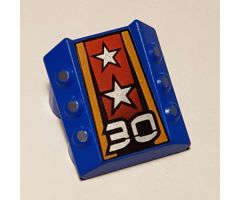 Brick, Modified 2 x 2 No Studs, Sloped with 6 Side Pistons Raised and '30', Silver Stars Pattern