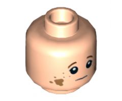 Minifigure, Head Dual Sided Child Freckles, White Pupils, Dirt Stains, Reddish Brown Eyebrows Pattern