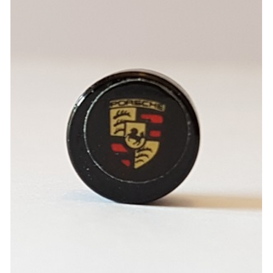 Tile, Round 1 x 1 with Porsche Logo Pattern (Sticker) - Set 42056