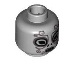 Minifigure, Head Alien with HP Death Eater Ornate Silver Mask Pattern - Blocked Open Stud