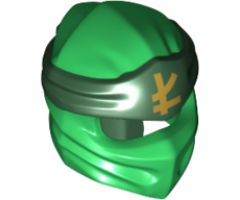 Minifigure, Headgear Ninjago Wrap Type 4 with Dark Green Headband and Gold Ninjago Logogram 'L' Pattern