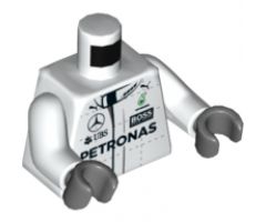 Torso Race Suit with Boss, Mercedes-Benz, Petronas, Puma and UBS Logos, Front and Back Pattern / White Arms / Dark Bluish Gray Hands