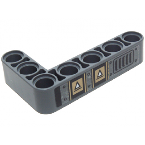 Technic, Liftarm 3 x 5 L-Shape Thick with White Triangles and Vent Grille Pattern Model Right Side (Sticker) - Set 70227