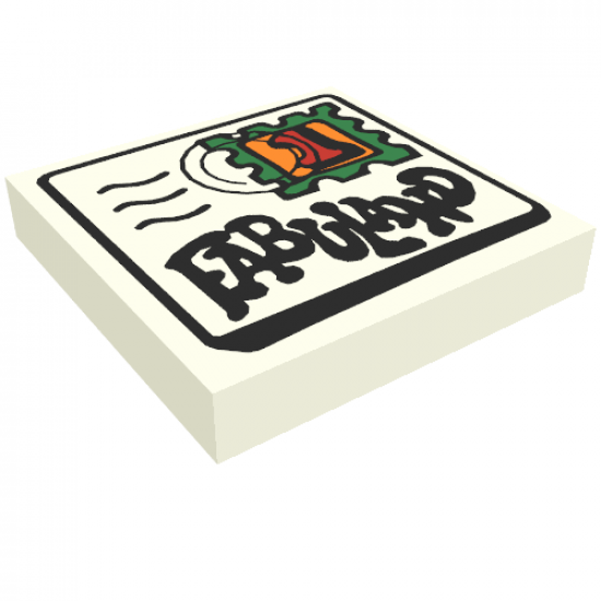 Tile 2 x 2 with Fabuland Mail Envelope, Text and '1' Stamp Pattern