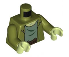 Torso Jacket Ragged with Sand Green T-Shirt with Reddish Brown Waist Sash Pattern (Zombie) / Olive Green Arms / Yellowish Green Hands