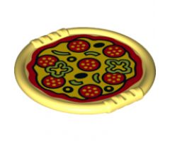 Duplo, Figure Wear & Utensil Disk with Pizza with Salami, Peppers and Olives Pattern