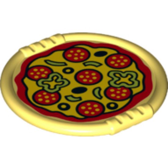 Duplo, Figure Wear & Utensil Disk with Pizza with Salami, Peppers and Olives Pattern