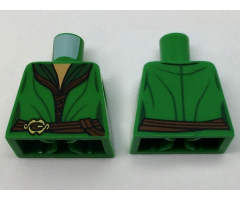 Torso LotR Elven Robe over Dark Green Female Shirt, Gold Buckle Pattern