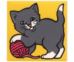 Duplo, Tile 2 x 2 x 1 with Cat Mosaic Picture 09 Pattern (Set 1014)