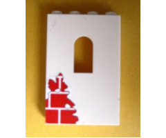 Panel 1 x 4 x 5 with Window with Red Bricks Pattern Bottom Left (Sticker) - Set 6242