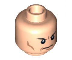Minifigure, Head Male Black Angry Eyebrows, Frown and Cheek Lines Pattern (Lex) - Blocked Open Stud
