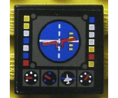 Tile 2 x 2 with Avionics Blue and Dark Gray Pattern (Sticker) - Set 8286