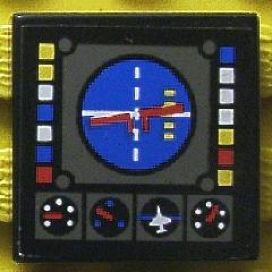 Tile 2 x 2 with Avionics Blue and Dark Gray Pattern (Sticker) - Set 8286
