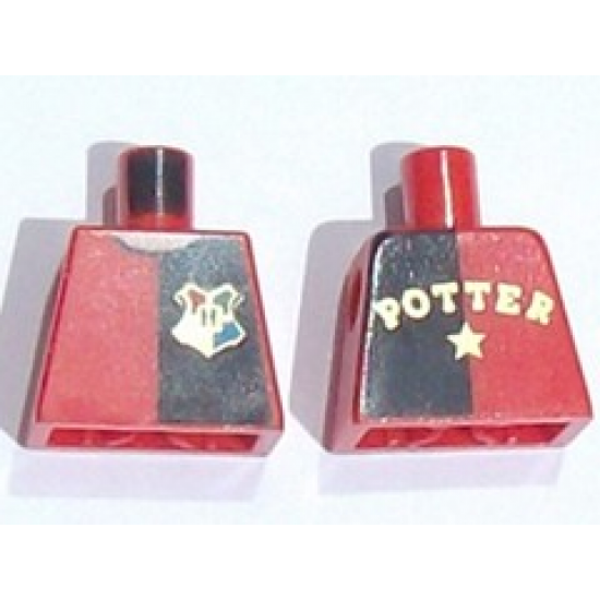 Torso Harry Potter Tournament Black Half-Panel, 'POTTER' on Back Pattern