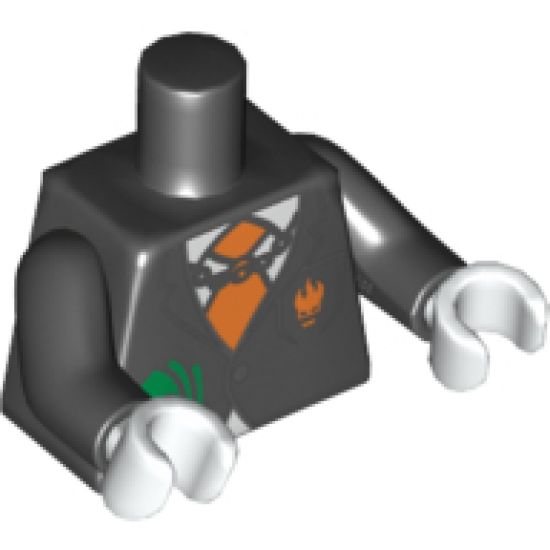 Torso Agents Villain Suit with Orange Tie and Cash in Pocket, Dollar Sign on Back Pattern / Black Arms / White Hands