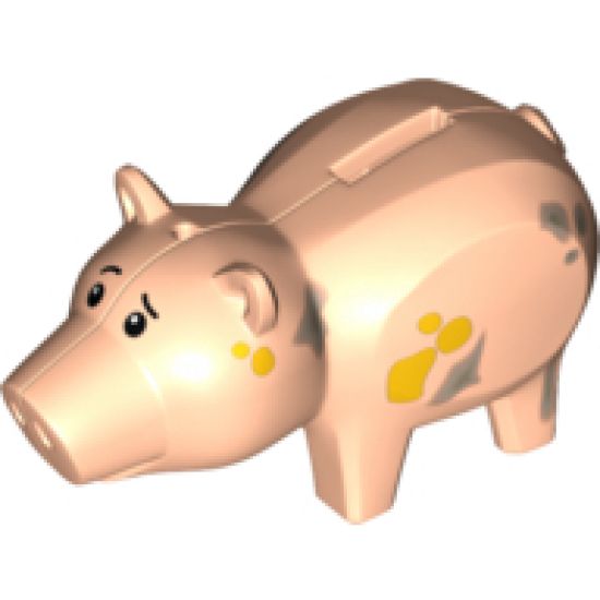 Animal, Body Part Pig Middle with Coin Plug Hole, with Eyes and Dirt Pattern