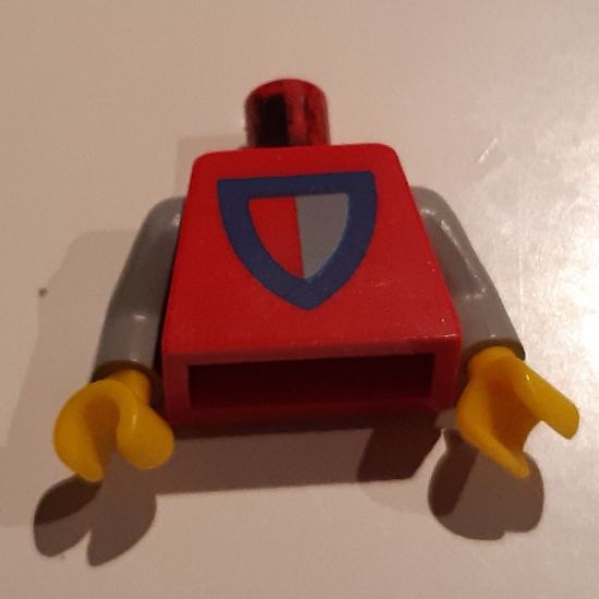 Torso Castle Classic Shield Red/Gray Pattern / Light Gray Arms / Yellow Hands