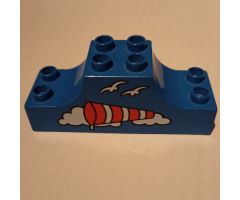 Duplo, Brick 2 x 6 x 2 Curved Ends with Airport Wind Sock Pattern