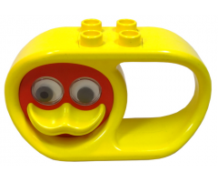 Duplo Rattle Teether Oval 2 x 6 x 3 with Handle and Turning Red Duck Face with Yellow Beak and Rattling Eyes