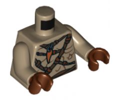 Torso Bare Chest with Body Lines, Ropes and Amulet Pattern / Dark Tan Arms / Reddish Brown Hands