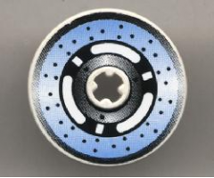 Technic, Disk 3 x 3 with Disk Brake 3 Spokes, Black Dots on Blue Pattern (Sticker) - Set 8219