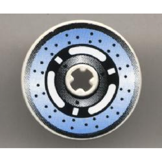 Technic, Disk 3 x 3 with Disk Brake 3 Spokes, Black Dots on Blue Pattern (Sticker) - Set 8219