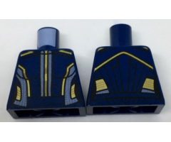Torso Female Bodysuit with Gold and Light Blue Trim Lines on Sides and Center Pattern