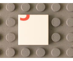 Tile 2 x 2 with Red '3' Lower Half Pattern