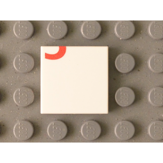 Tile 2 x 2 with Red '3' Lower Half Pattern