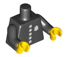 Torso Police with Classic Badge and 5 Buttons Pattern / Black Arms / Yellow Hands
