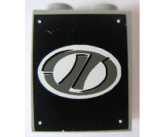 Panel 1 x 2 x 2 - Solid Studs with Dark Gray Stylized 'LT' on White Oval Racing Logo Pattern (Sticker) - Set 8408