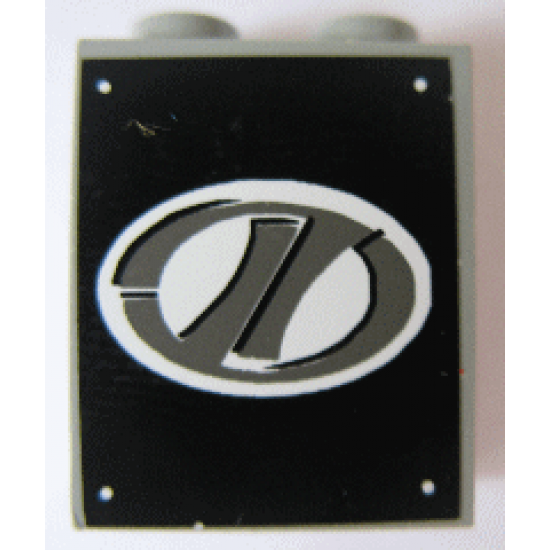 Panel 1 x 2 x 2 - Solid Studs with Dark Gray Stylized 'LT' on White Oval Racing Logo Pattern (Sticker) - Set 8408