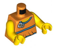 Torso Halter Top with Medium Blue Trim and Flowers Front, 2011 The LEGO Store Sunrise, FL Back Pattern / Yellow Arms / Yellow Hands
