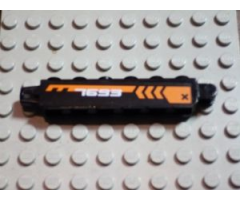 Hinge Brick 1 x 6 Locking, 9 Teeth with Orange Chevron and '7693' Pattern on Both Sides (Stickers) - Set 7693