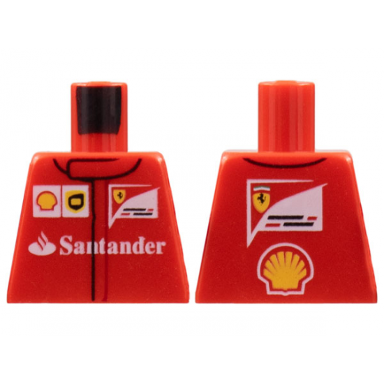 Torso Speed Champions with Shell, UPS, Ferrari and White Santander Logo Front, Ferrari and Shell Logos Back Pattern