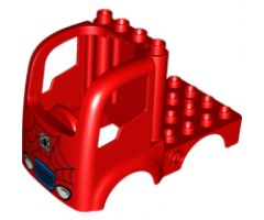 Duplo, Vehicle Car Body Truck 4 x 4 Flatbed with 4 Top Studs, Headlights and Spider-Man Logo Pattern