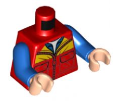 Torso Jacket with Bright Light Orange Shoulders, Light Nougat Neck and Blue Shirt Pattern / Blue Arms / Light Nougat Hands