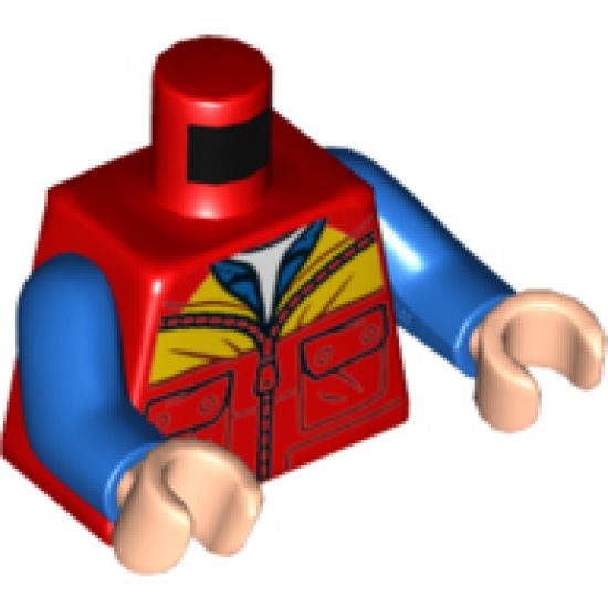 Torso Jacket with Bright Light Orange Shoulders, Light Nougat Neck and Blue Shirt Pattern / Blue Arms / Light Nougat Hands