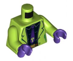 Torso Jacket, Black Shirt and Dark Purple Tie with Lime Question Mark Pattern / Lime Arms / Dark Purple Hands