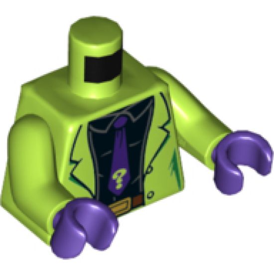 Torso Jacket, Black Shirt and Dark Purple Tie with Lime Question Mark Pattern / Lime Arms / Dark Purple Hands