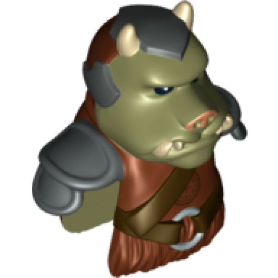 Minifigure, Head, Modified SW Gamorrean with Armor and Belt Pattern