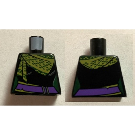 Torso Female Outline with Dark Purple Sash and Green and Yellow Scarf Pattern
