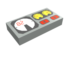 Tile 1 x 2 with Red 82, Yellow and White Gauges Pattern