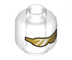 Minifigure, Head Glasses with Gold Sunglasses with Reflective Lines Pattern - Hollow Stud