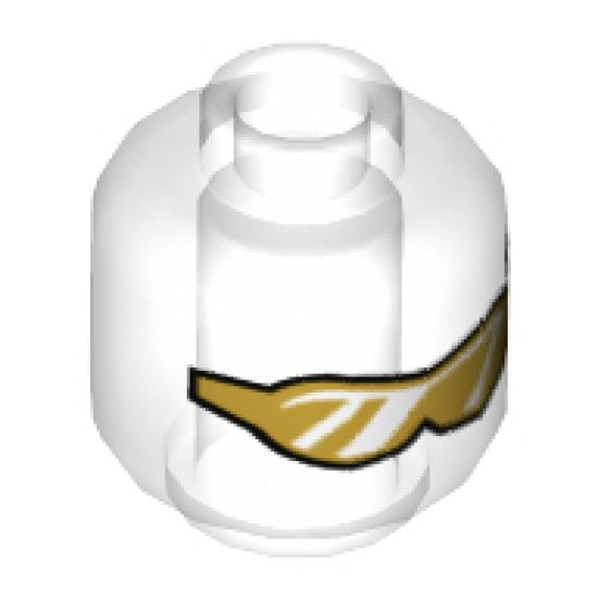 Minifigure, Head Glasses with Gold Sunglasses with Reflective Lines Pattern - Hollow Stud