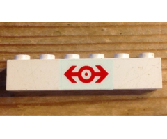 Brick 1 x 6 with Train Logo Red Pattern (Sticker) - Set 4563