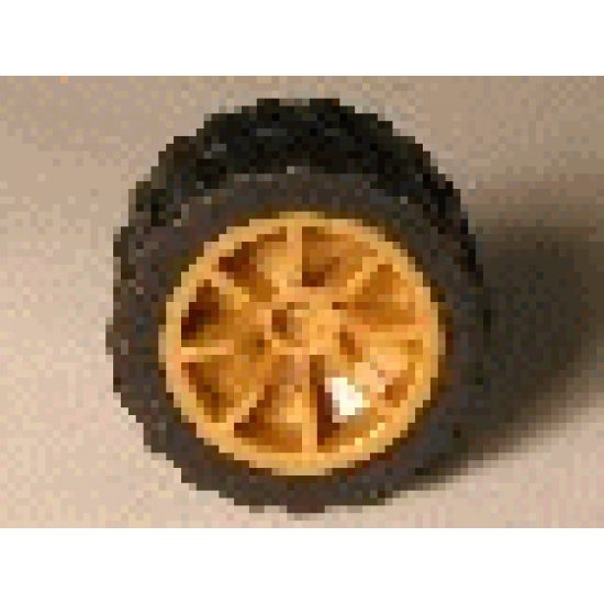 Wheel & Tire Assembly 18mm D. x 14mm Spoked with Black Tire 24 x 14 Shallow Tread (51377 / 30648)