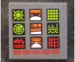 Tile 2 x 2 with Computer Screen with 9 Icons and Red Buttons Pattern (Sticker) - Set 76023
