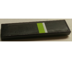 Tile 1 x 4 with Lime and White Stripe on Black Background Pattern (Sticker) - Set 8154